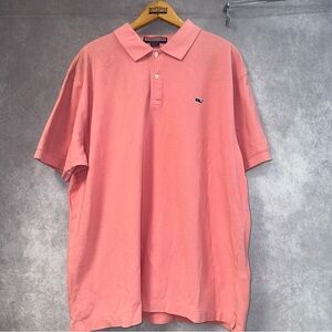 Vineyard Vines Knit Polo Shep & Ian  Pink Salmon Men’s XL Whale Logo